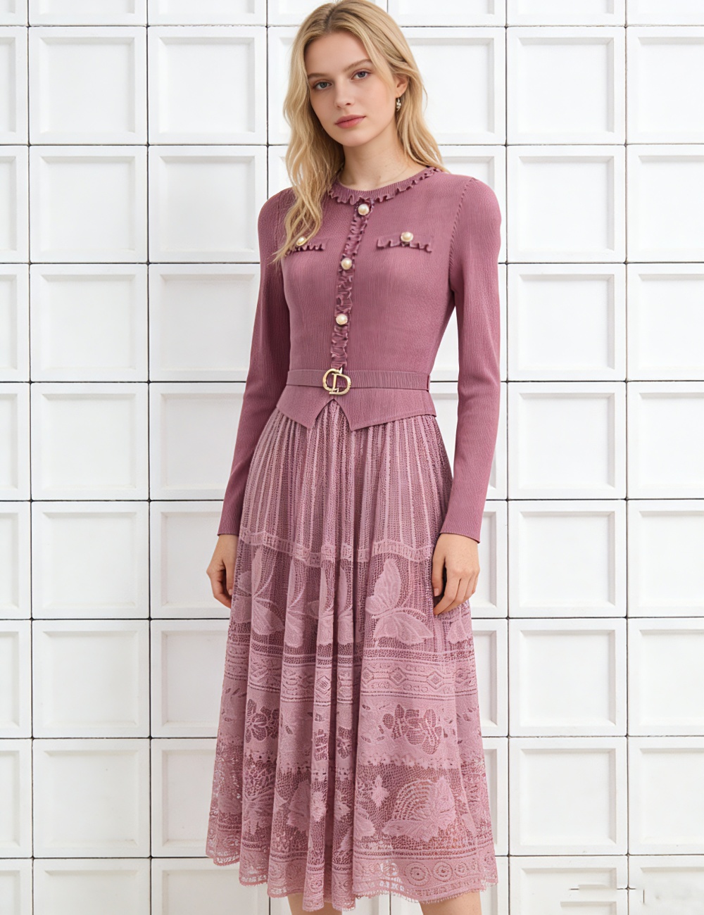 France style European style dress gauze fold long dress