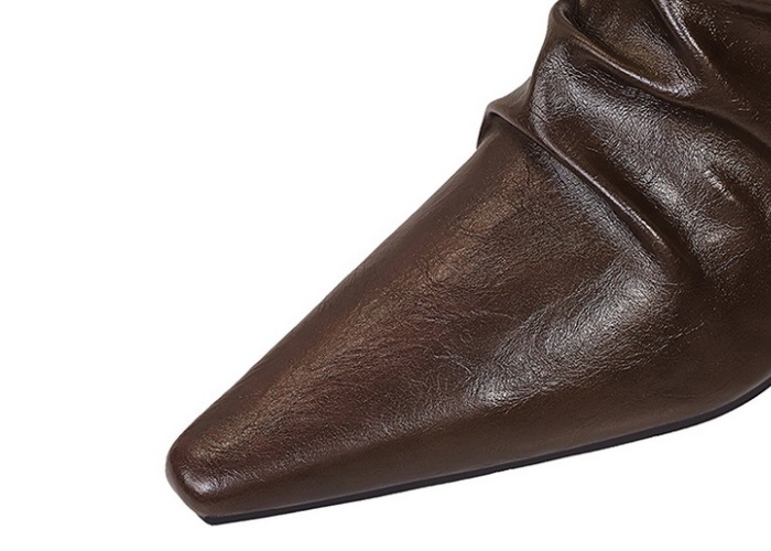 Low cylinder pointed boots fold short boots for women