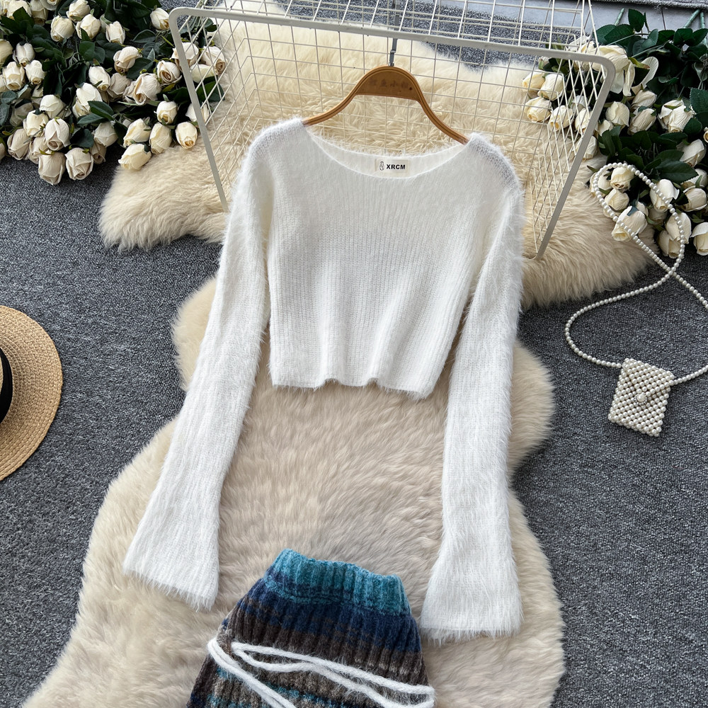 Fashion long skirt autumn tops 2pcs set for women