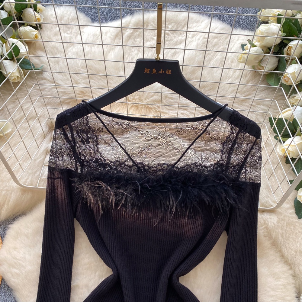 Slim long sleeve sweater elmo knitted tops for women