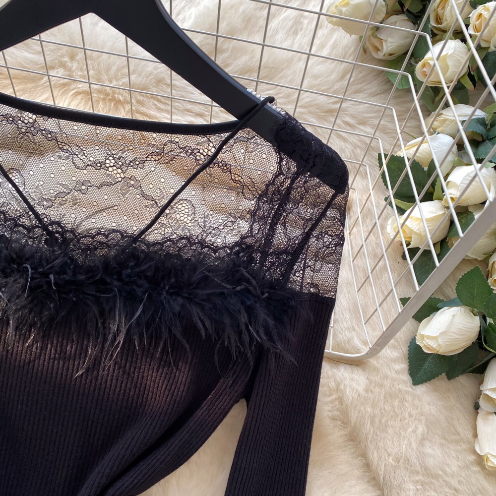 Slim long sleeve sweater elmo knitted tops for women