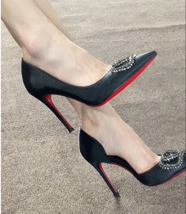 Sexy fine-root shoes low high-heeled shoes