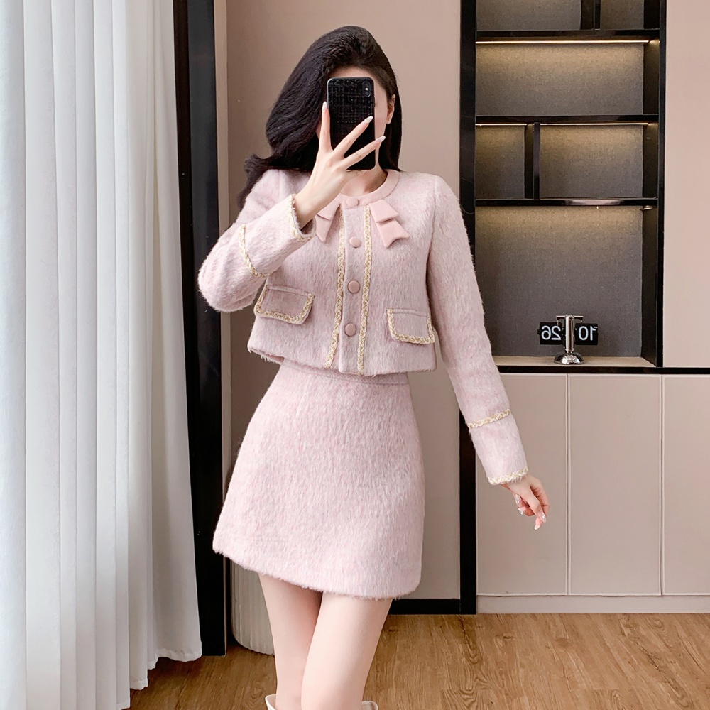 Temperament chanelstyle coat France style short skirt 2pcs set
