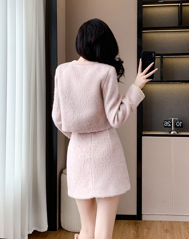 Temperament chanelstyle coat France style short skirt 2pcs set