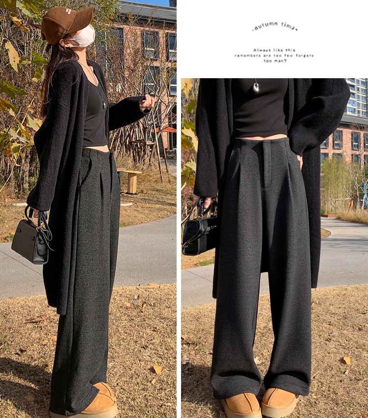 High waist business suit wide leg pants for women