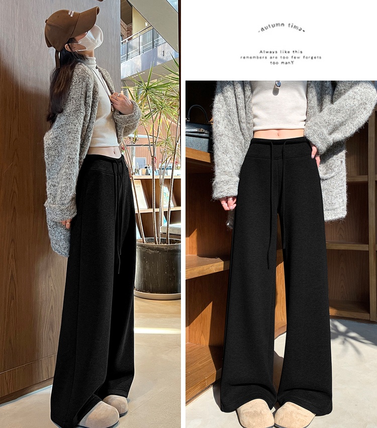 White winter wide leg pants cashmere sports sweatpants