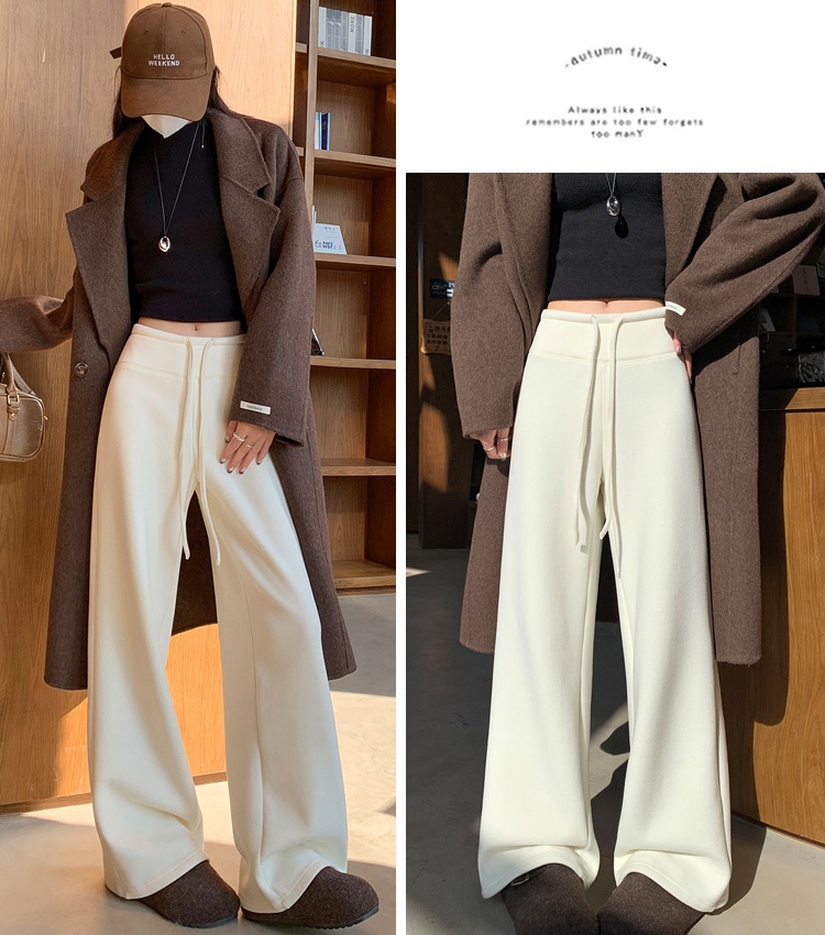 White winter wide leg pants cashmere sports sweatpants