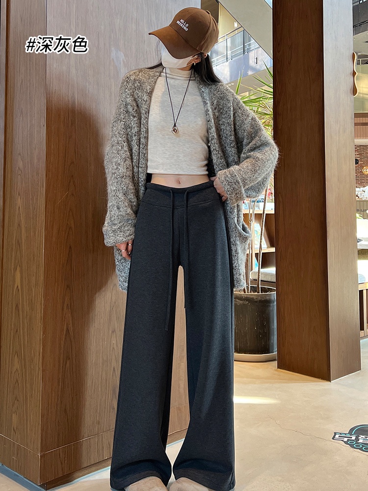 White winter wide leg pants cashmere sports sweatpants