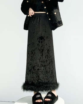 A-line drape long skirt split skirt for women