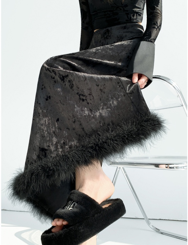 A-line drape long skirt split skirt for women