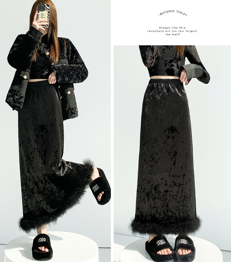 A-line drape long skirt split skirt for women