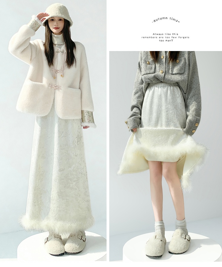 A-line drape long skirt split skirt for women