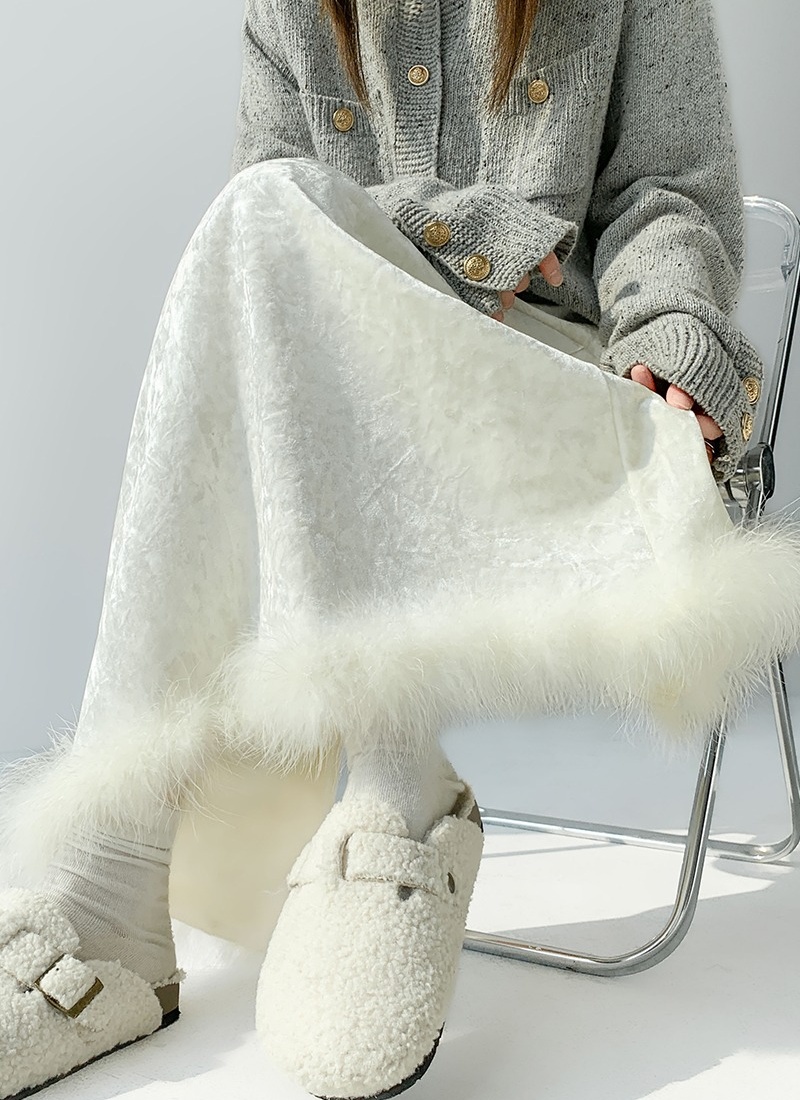 A-line drape long skirt split skirt for women