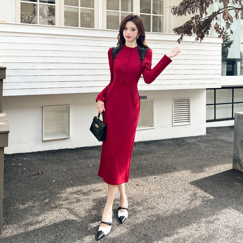 Autumn fashion dress package hip temperament long dress