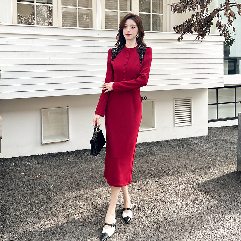 Autumn fashion dress package hip temperament long dress