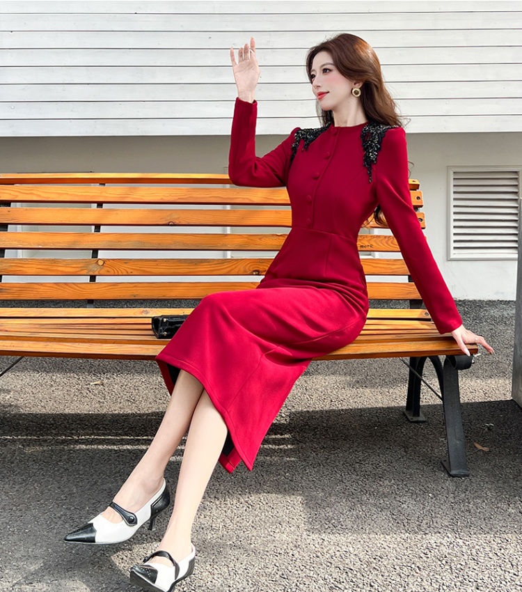 Autumn fashion dress package hip temperament long dress