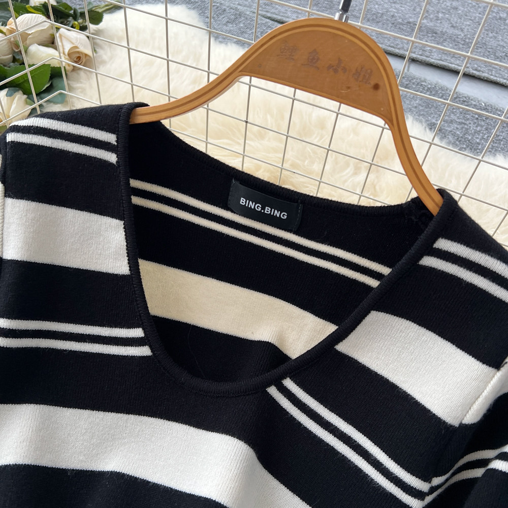 Pinched waist niche Korean style V-neck dress for women