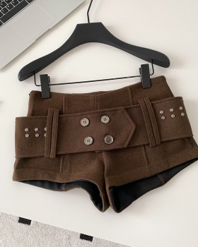 Spicegirl retro casual pants winter with belt shorts for women