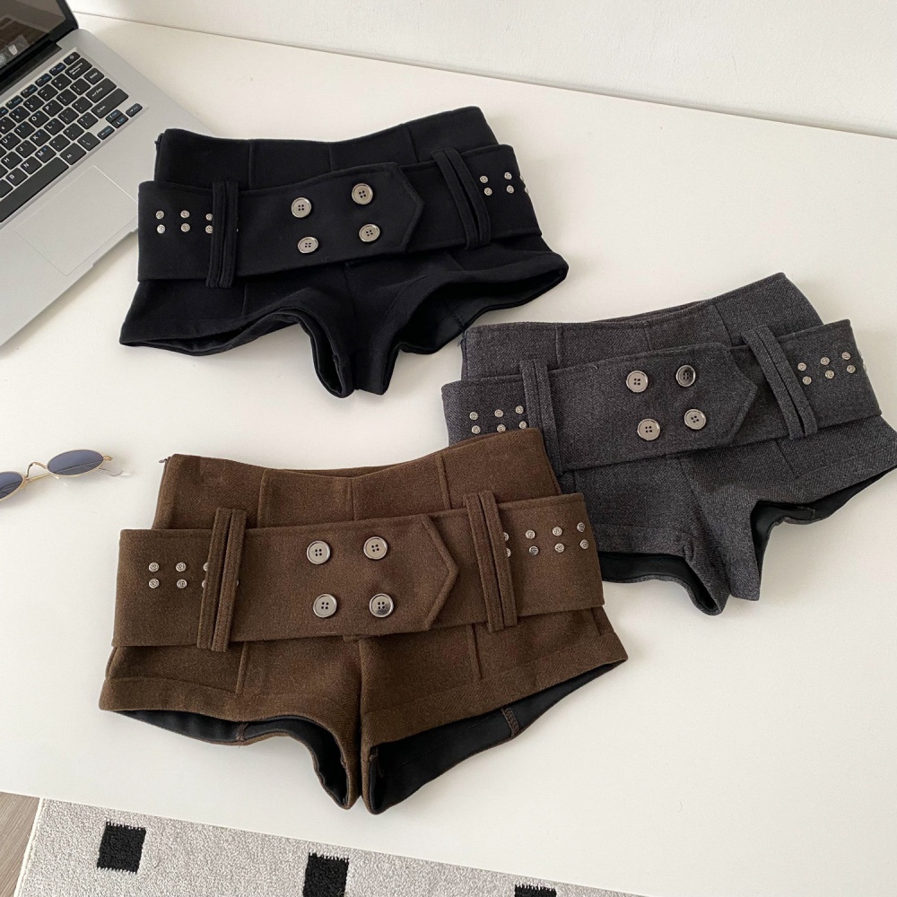 Spicegirl retro casual pants winter with belt shorts for women