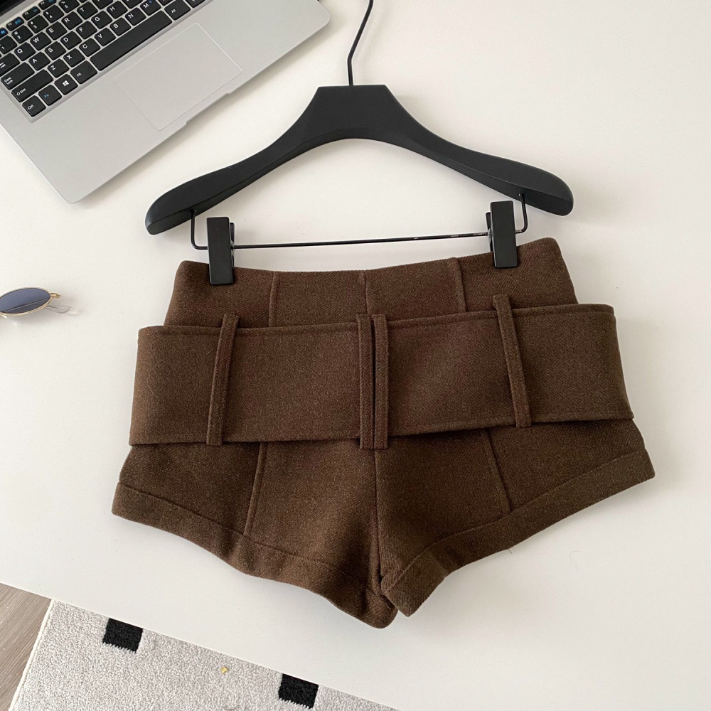 Spicegirl retro casual pants winter with belt shorts for women