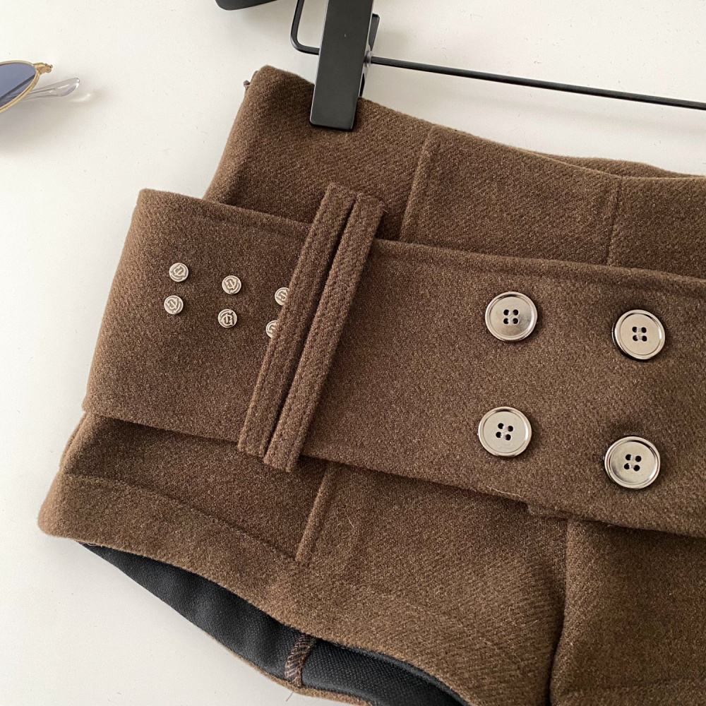 Spicegirl retro casual pants winter with belt shorts for women