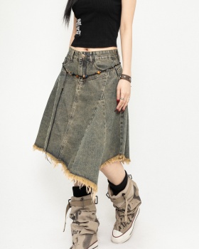 Retro irregular temperament denim fashion skirt for women