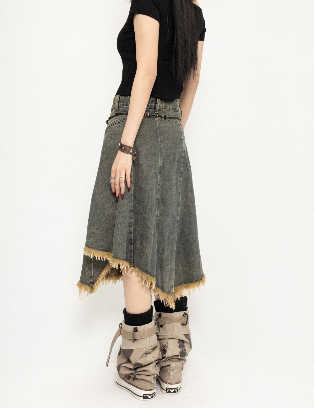 Retro irregular temperament denim fashion skirt for women
