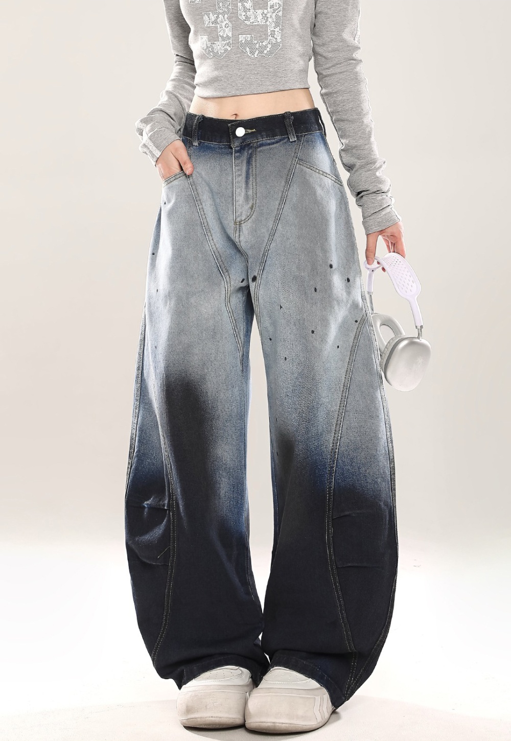 Spring and autumn jeans loose wide leg pants for women