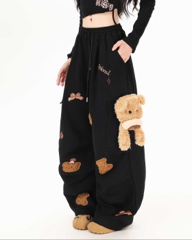 Loose casual pants high waist wide leg pants for women