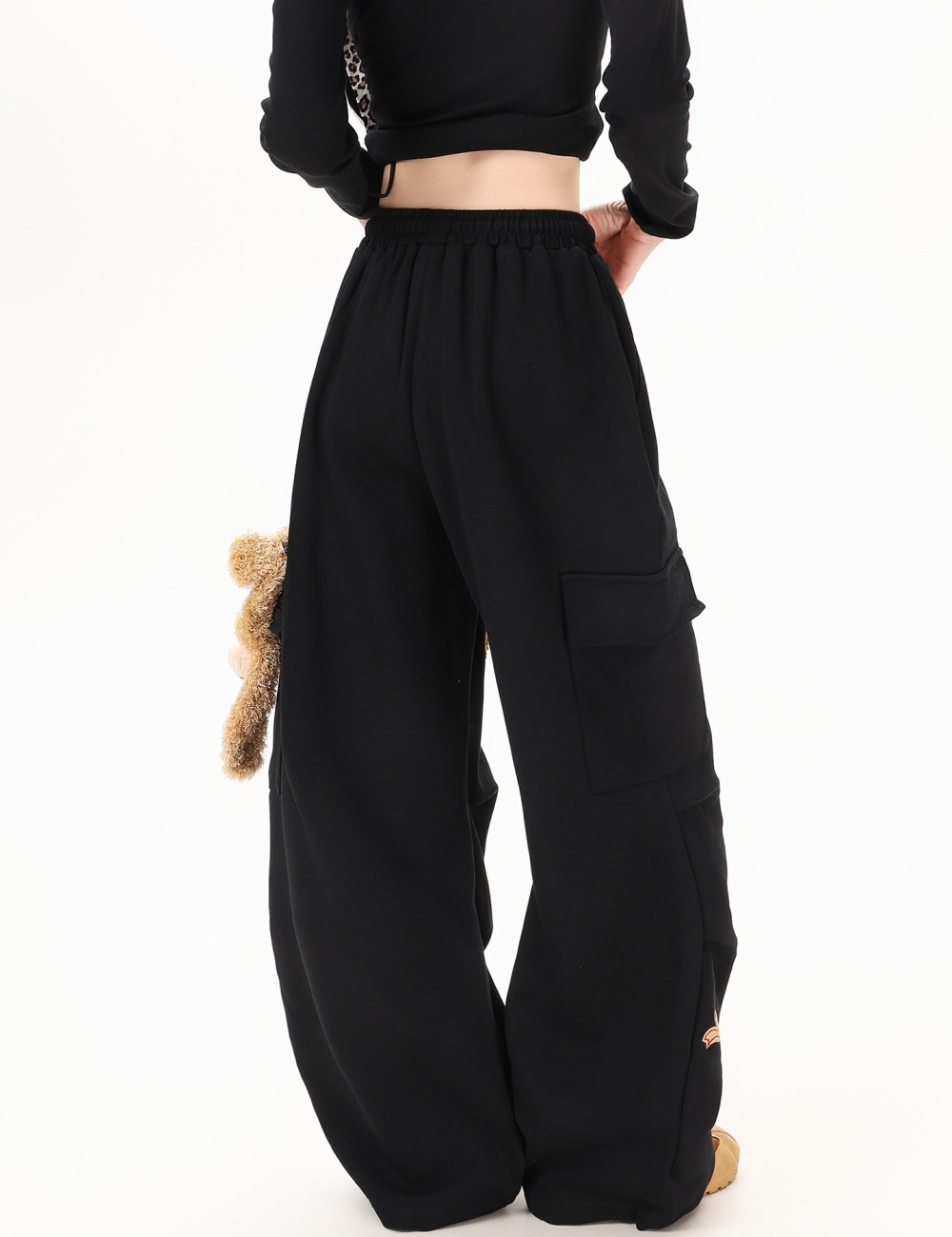 Loose casual pants high waist wide leg pants for women