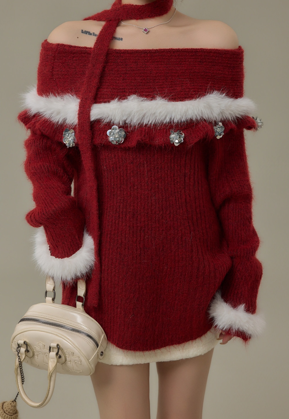 Halter knitted tops christmas sweater for women