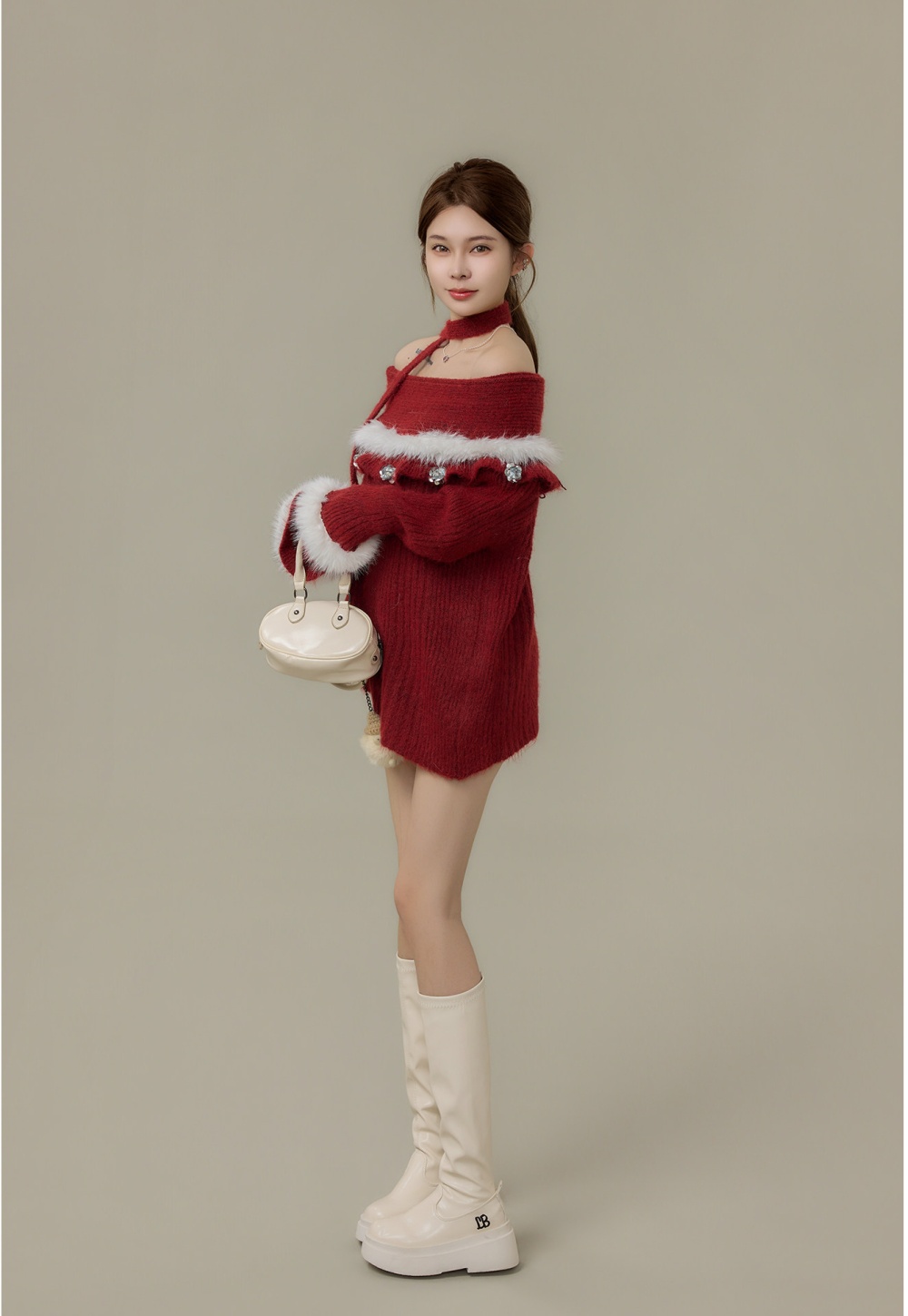 Halter knitted tops christmas sweater for women