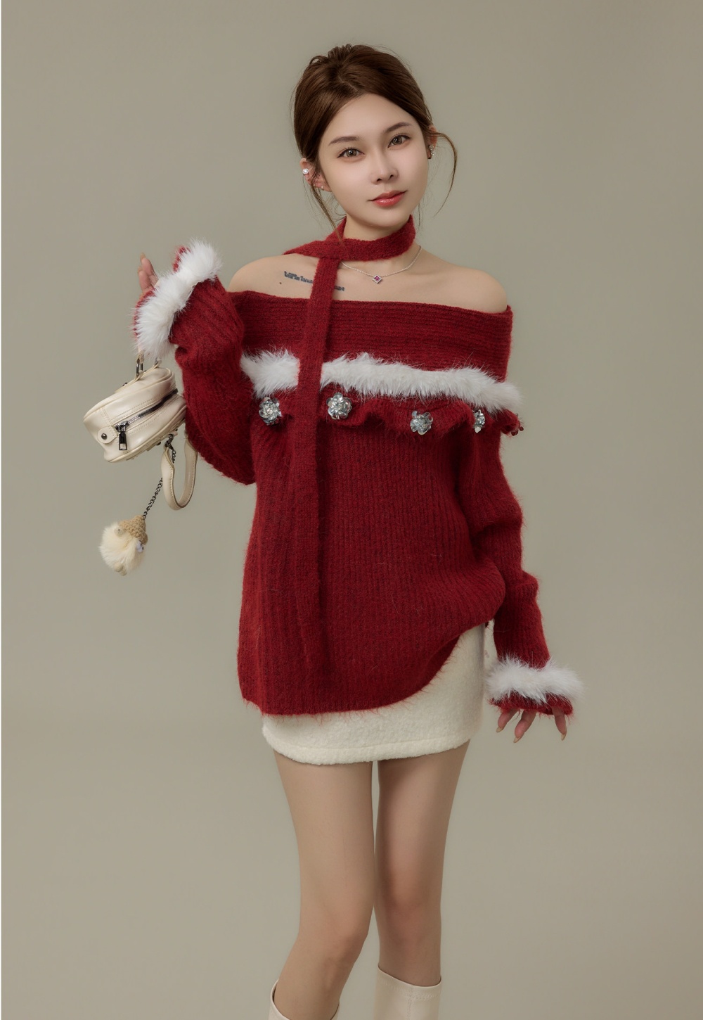 Halter knitted tops christmas sweater for women
