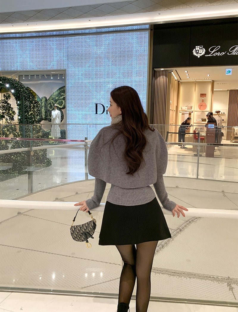 Winter scarf cloak knitted cardigan 3pcs set for women