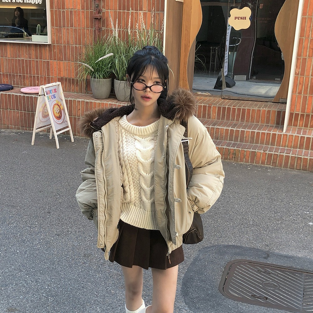 Winter hooded cotton coat slim coat for women