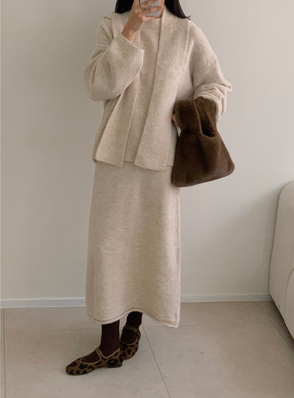 Straight shawl loose long skirt 3pcs set for women