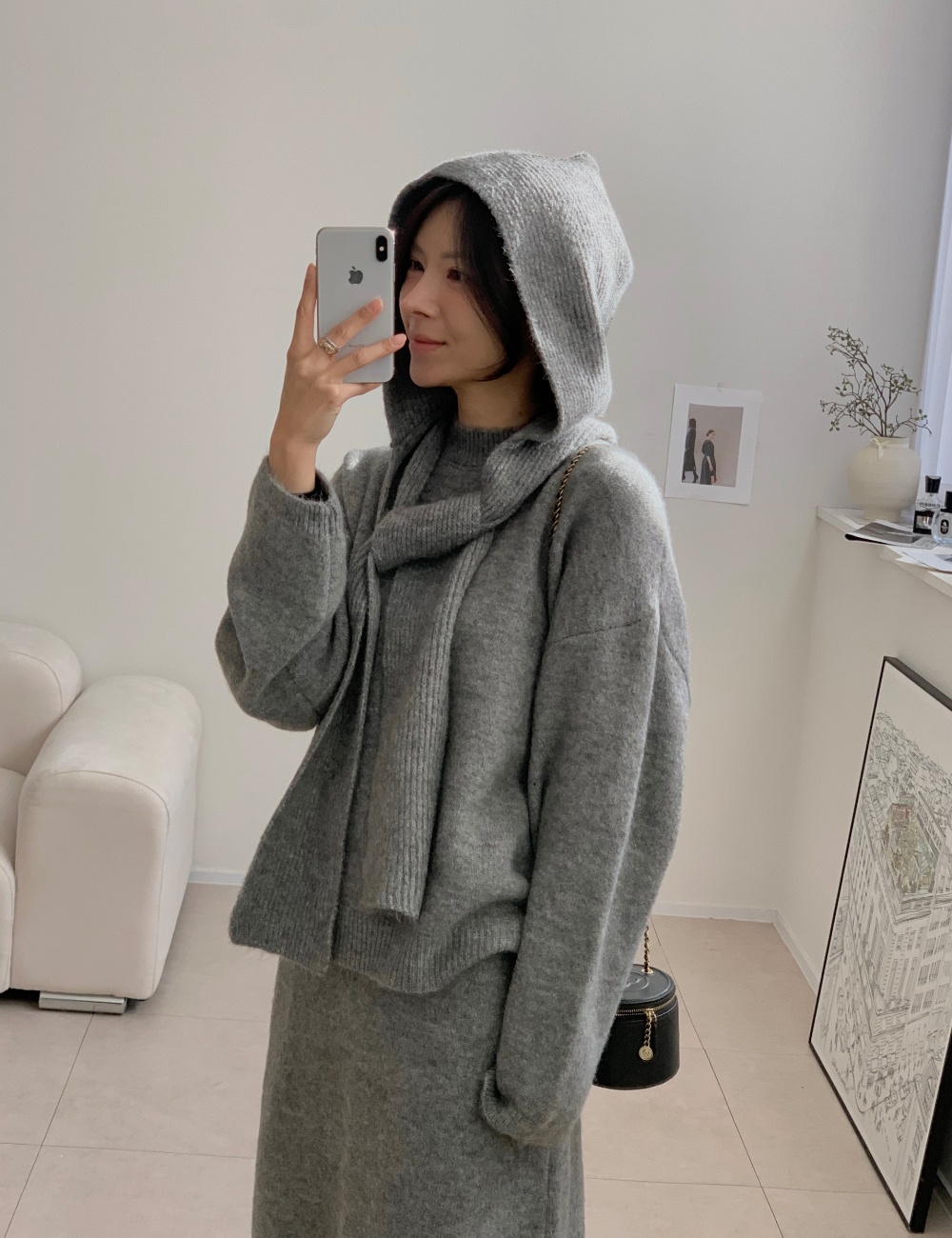 Straight shawl loose long skirt 3pcs set for women