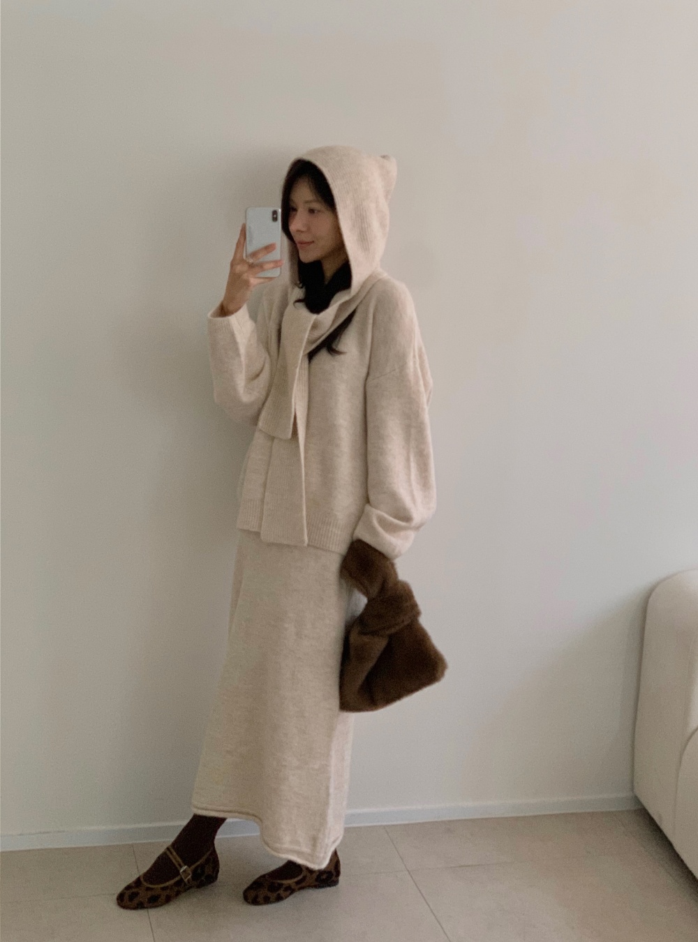 Straight shawl loose long skirt 3pcs set for women