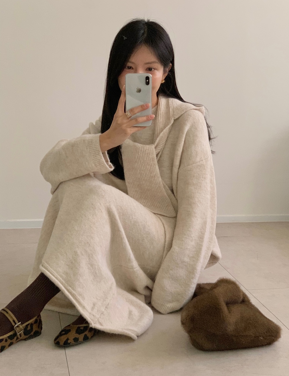 Straight shawl loose long skirt 3pcs set for women