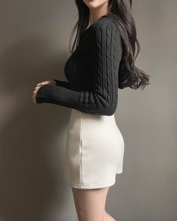 Hooded Korean style pullover twist slim sweater