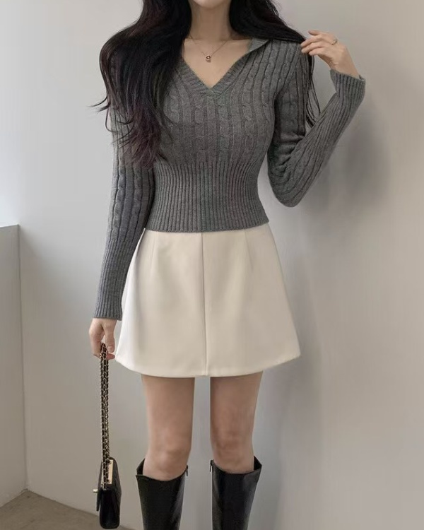 Hooded Korean style pullover twist slim sweater