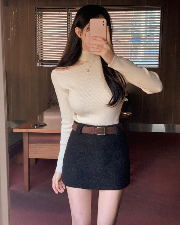 Halter spring slim Korean style strapless sweater