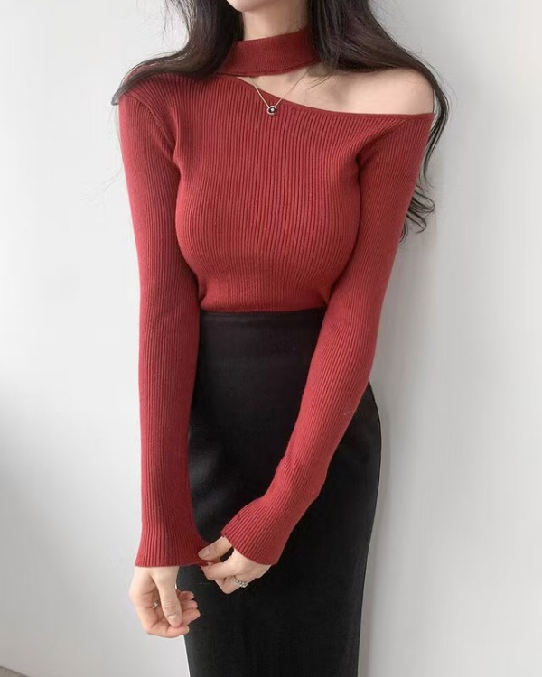 Halter spring slim Korean style strapless sweater