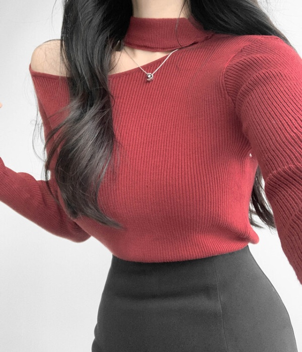 Halter spring slim Korean style strapless sweater