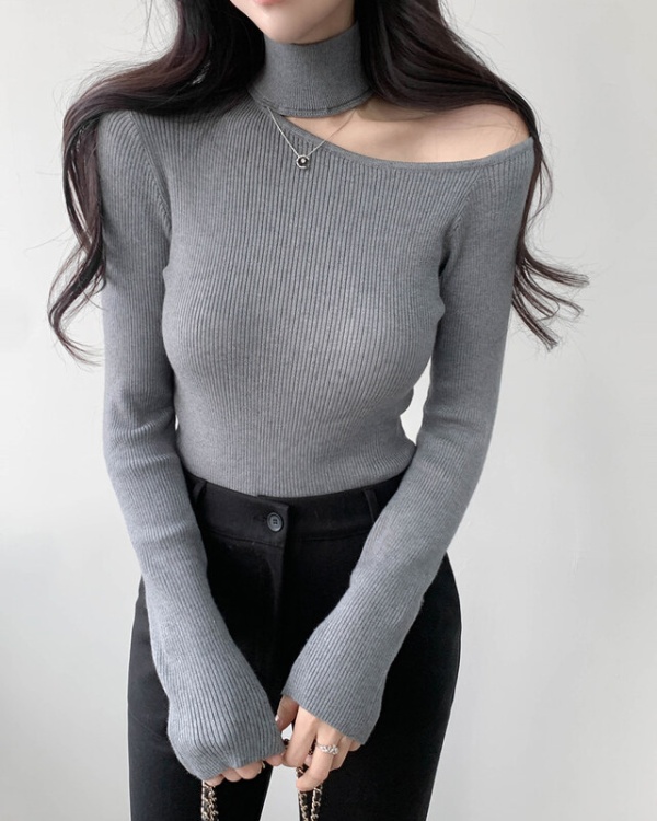 Halter spring slim Korean style strapless sweater