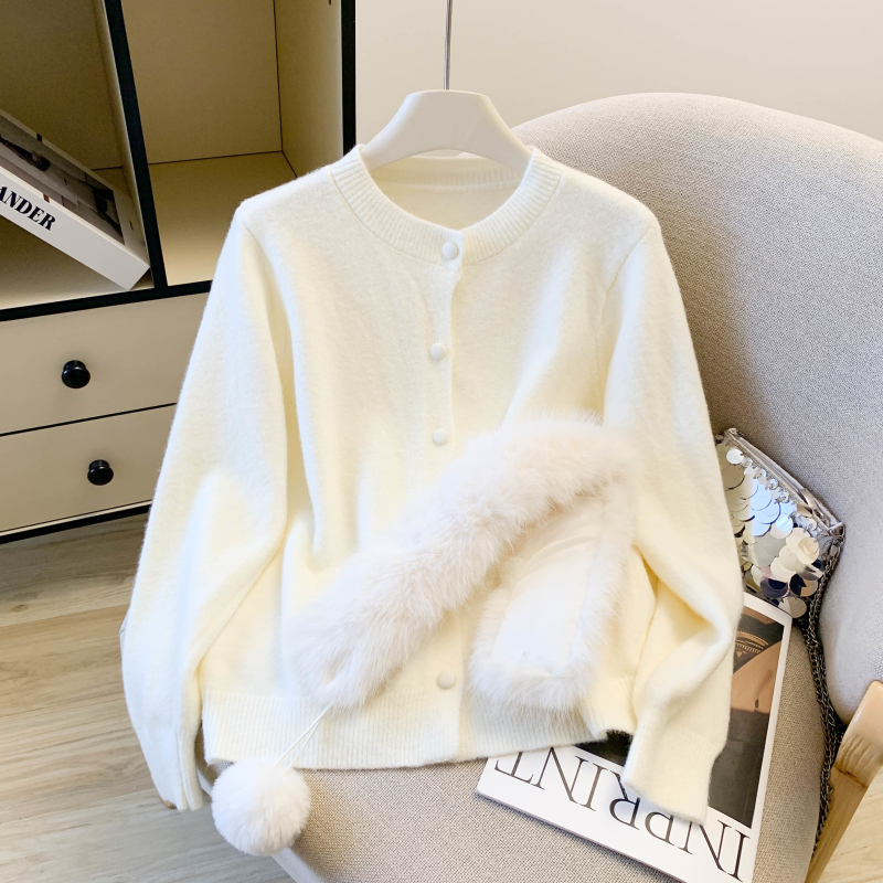 Fashion all-match cardigan Western style fur collar sweater
