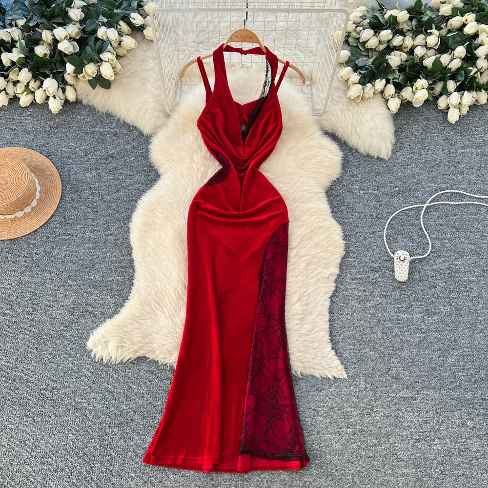 France style dress halter long dress for women