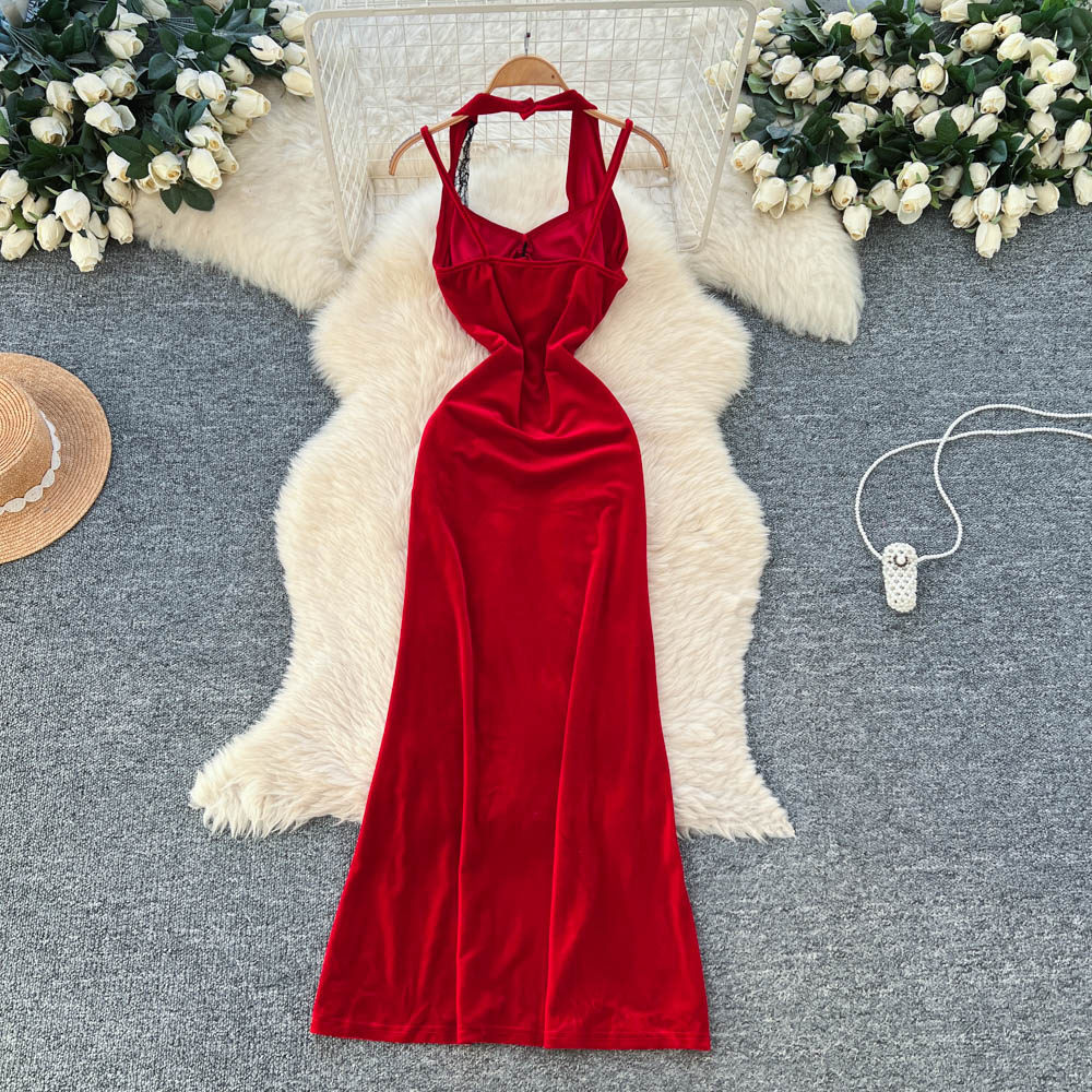 France style dress halter long dress for women