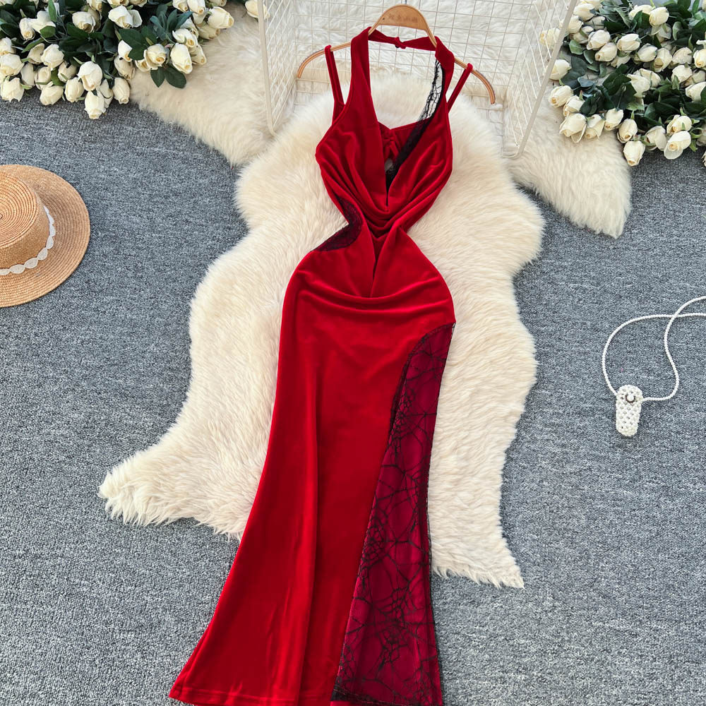 France style dress halter long dress for women