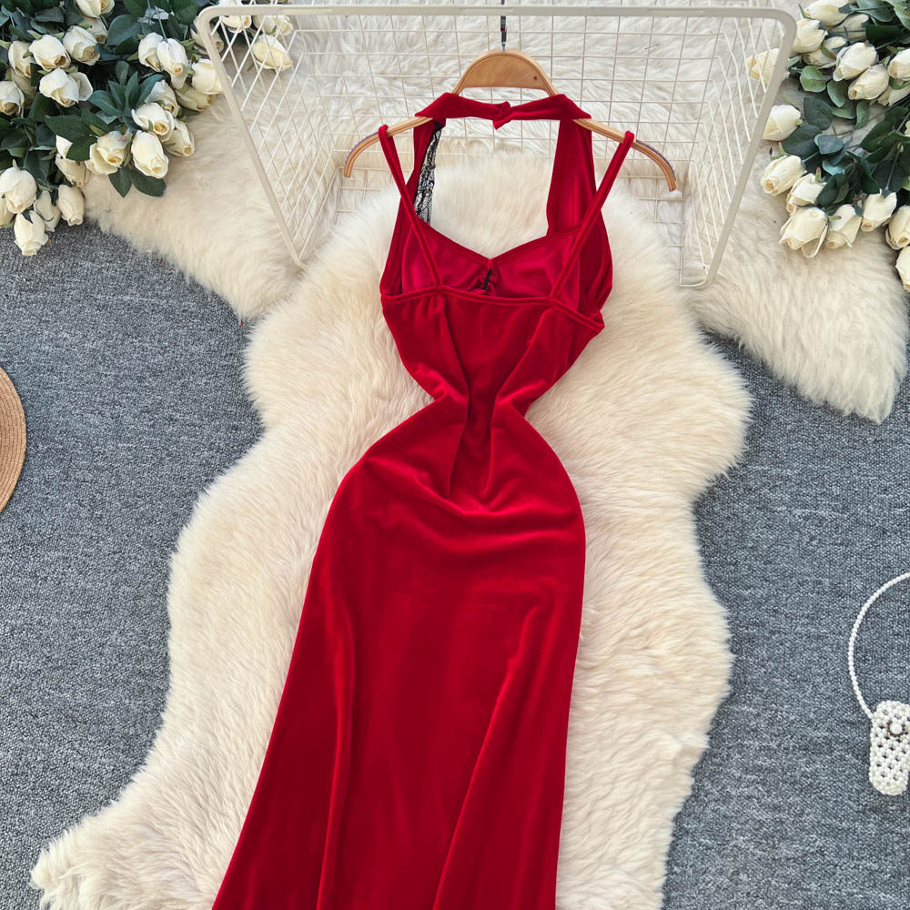 France style dress halter long dress for women